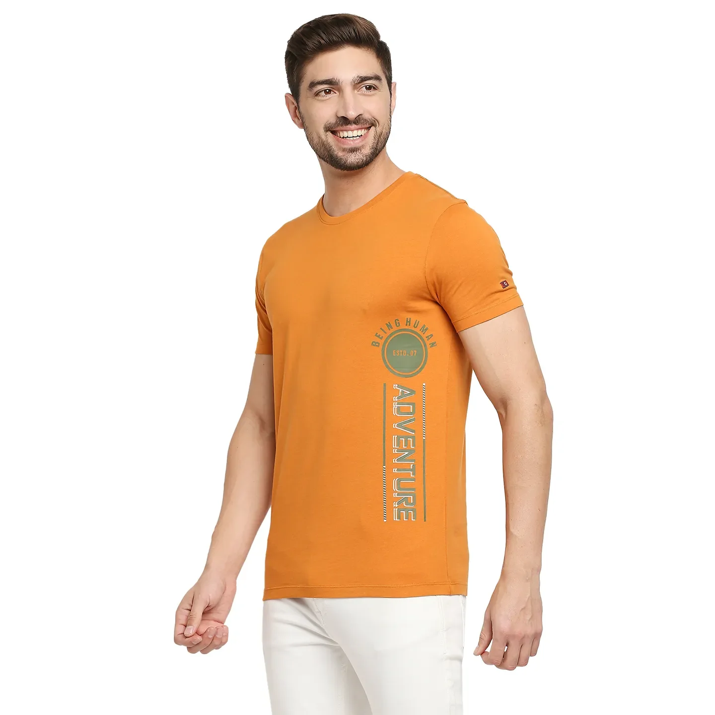 Yellow Regular Fit Men's Short Sleeves T-Shirt by Being Human Clothing - Image 2