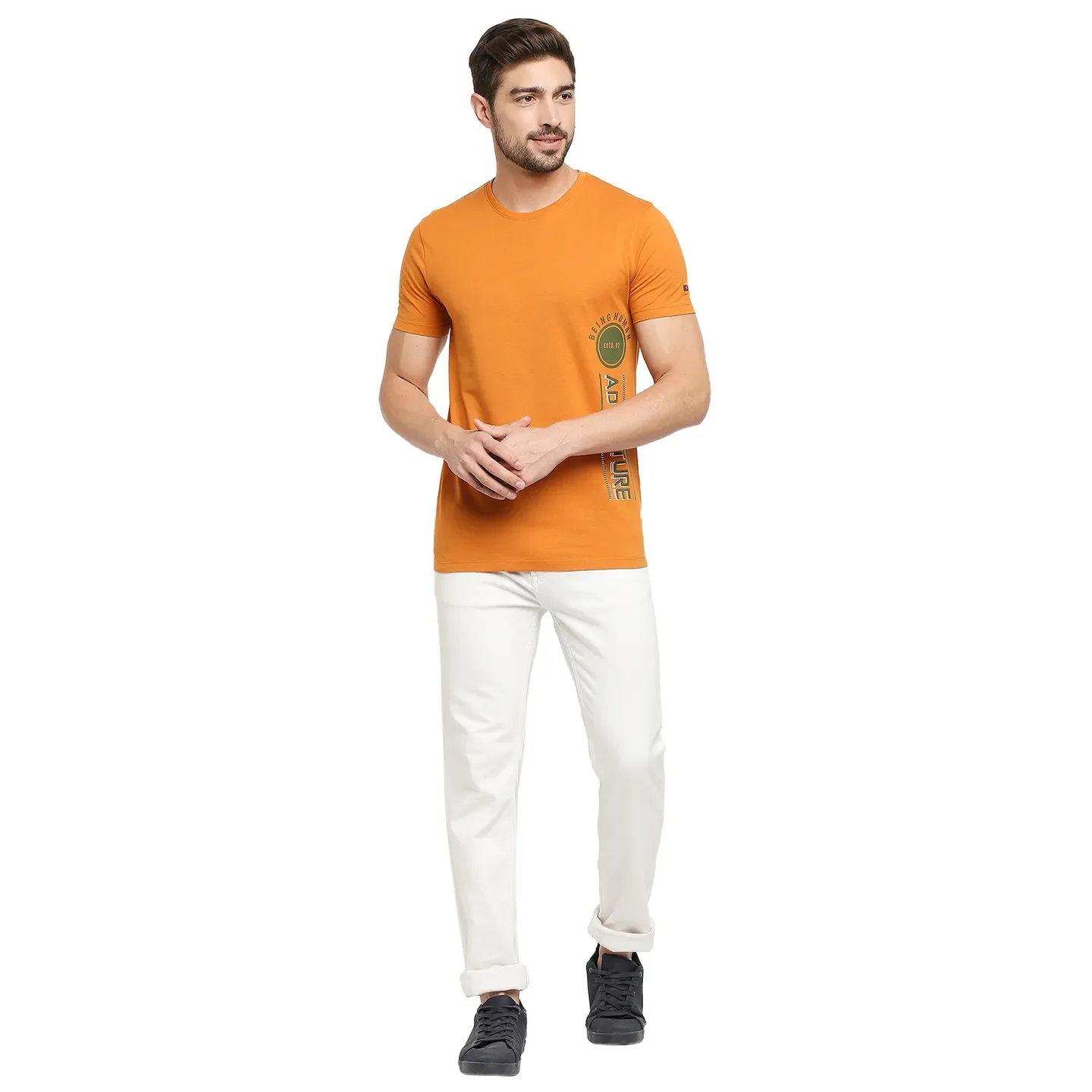 Yellow Regular Fit Men's Short Sleeves T-Shirt by Being Human Clothing - Image 6