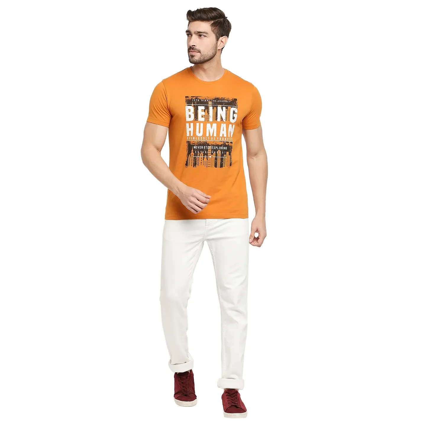 Yellow Regular Fit Men's Short Sleeves T-Shirt by Being Human Clothing - Image 6