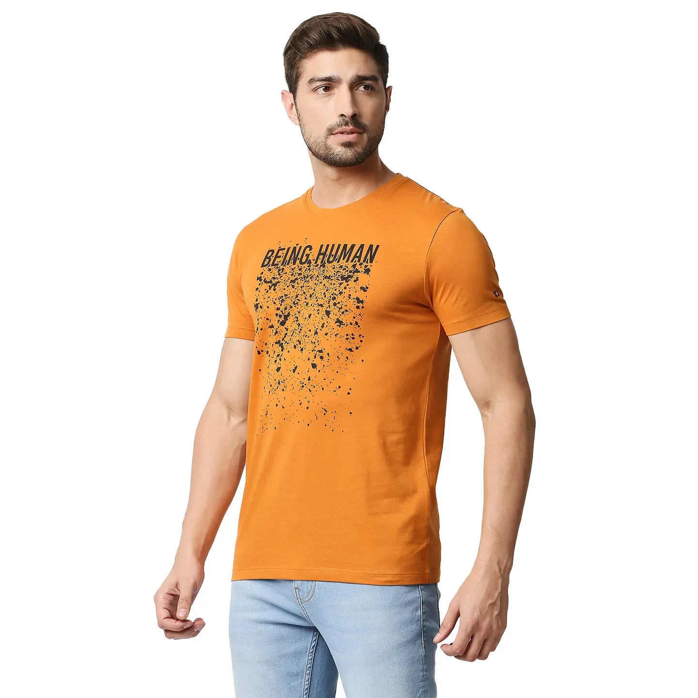 Yellow Regular Fit Men's Short Sleeves T-Shirt by Being Human Clothing - Image 2