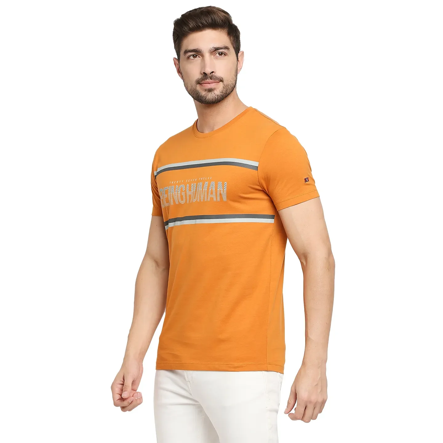 Yellow Regular Fit Men's Short Sleeves T-Shirt by Being Human Clothing - Image 2