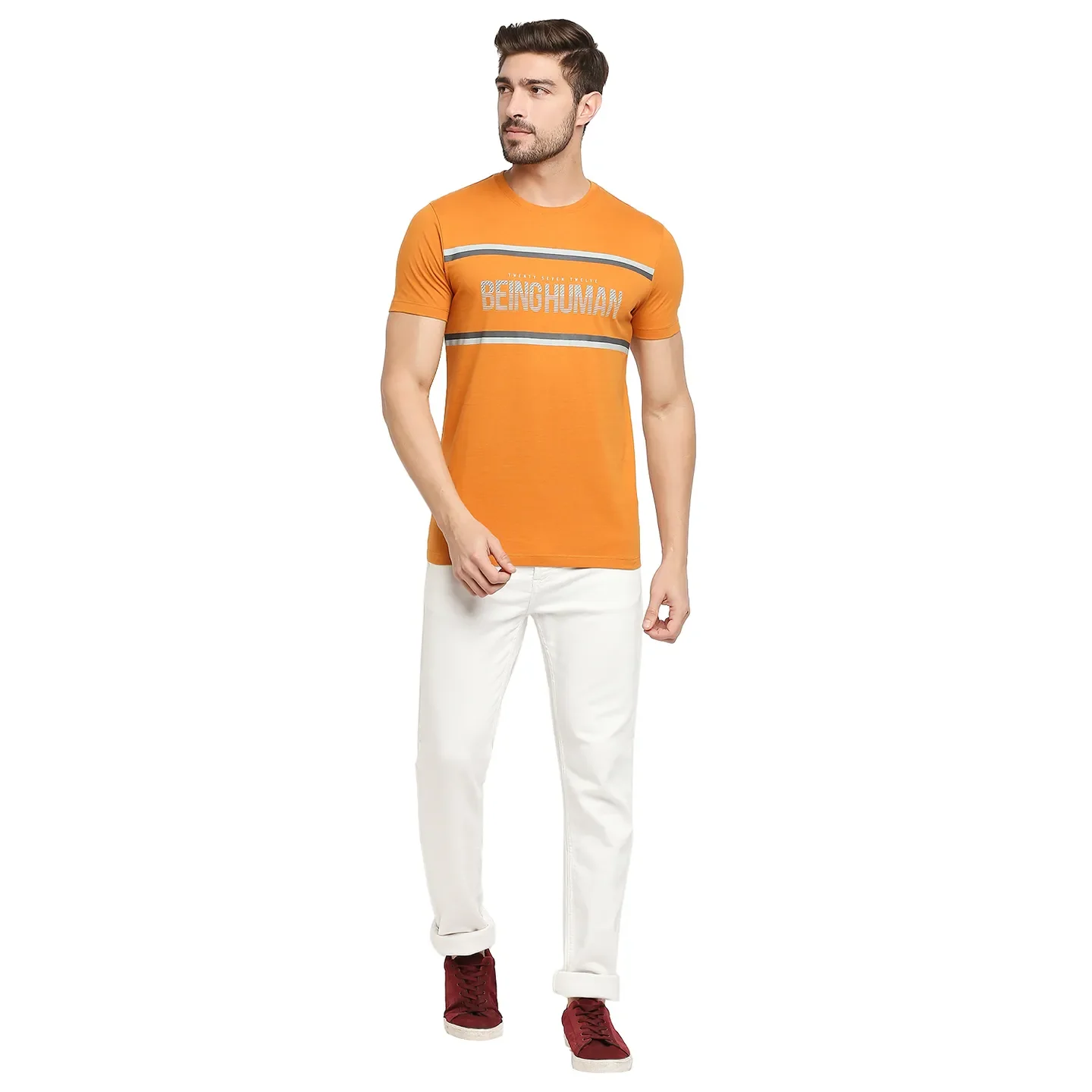 Yellow Regular Fit Men's Short Sleeves T-Shirt by Being Human Clothing - Image 6