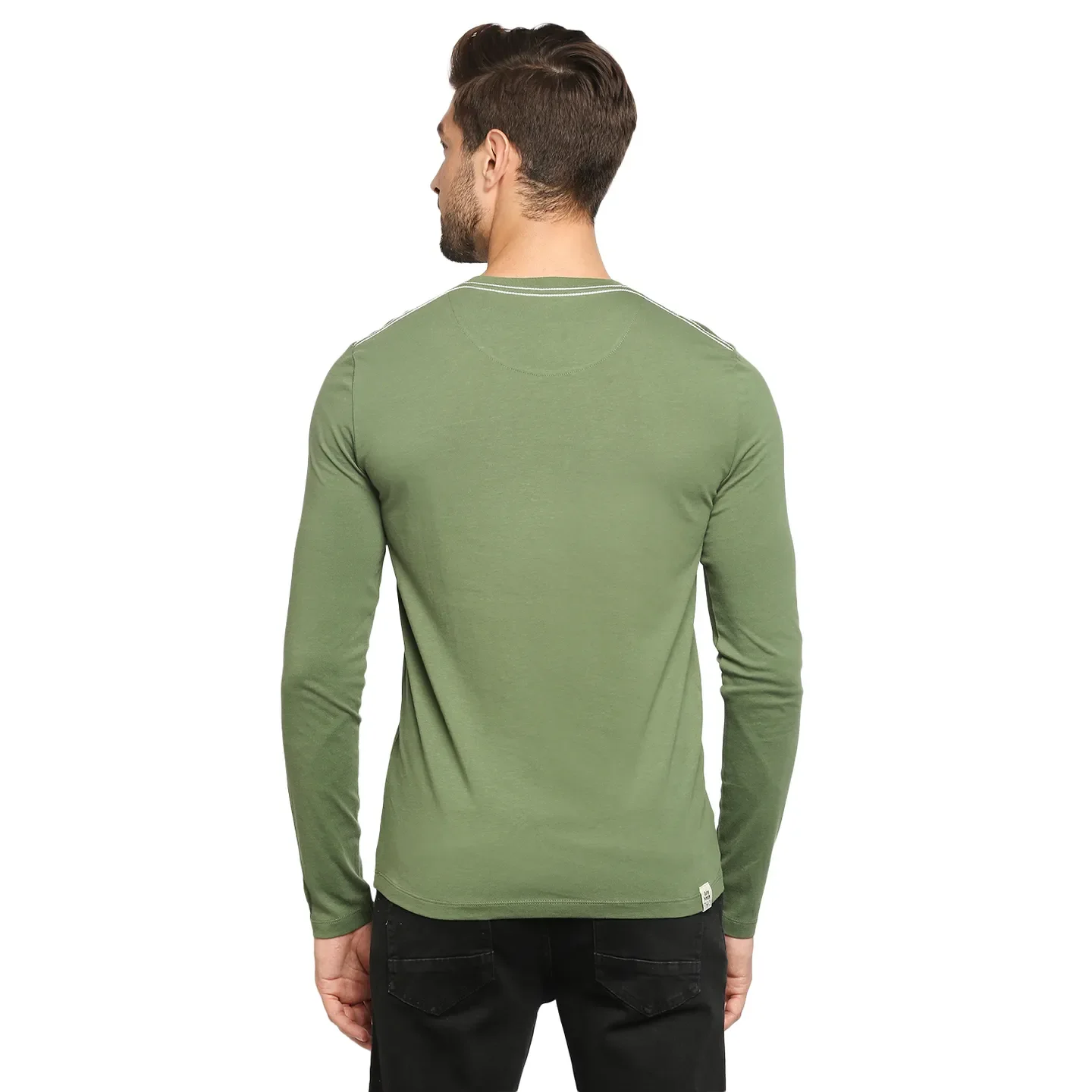 Green Regular Fit Men's Long Sleeves T-Shirt by Being Human Clothing - Image 4