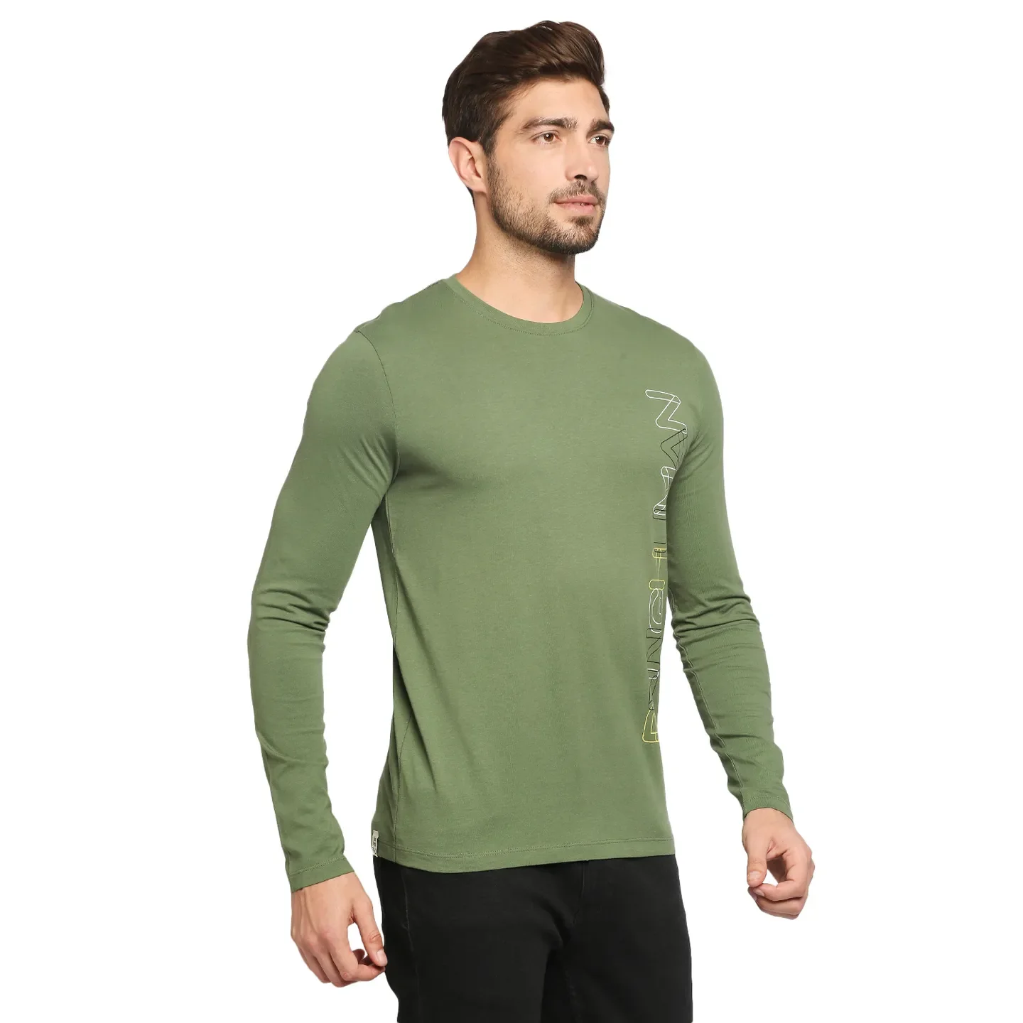 Green Regular Fit Men's Long Sleeves T-Shirt by Being Human Clothing - Image 5