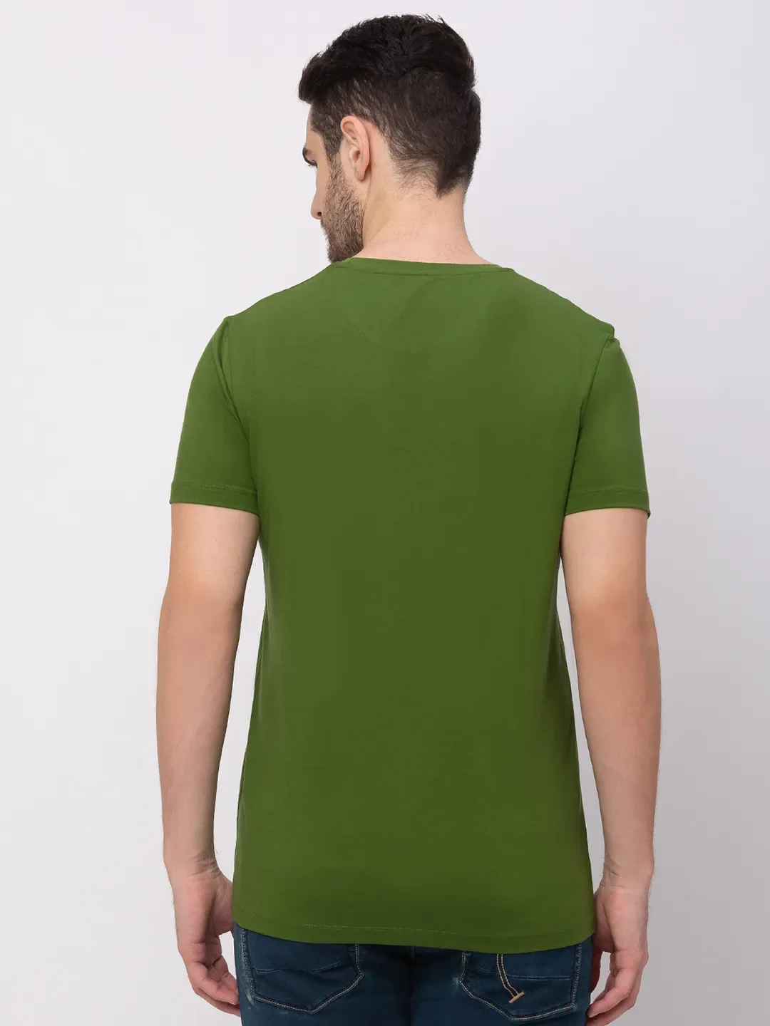 Green Regular Fit Men's Short Sleeves T-Shirt by Being Human Clothing - Image 2