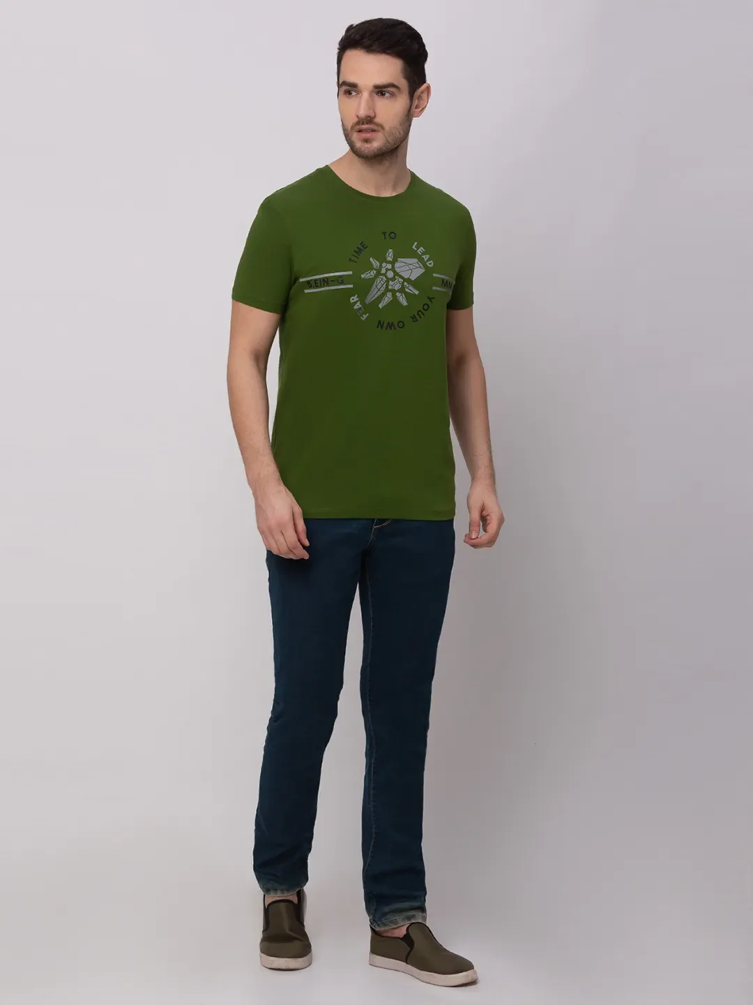 Green Regular Fit Men's Short Sleeves T-Shirt by Being Human Clothing - Image 5