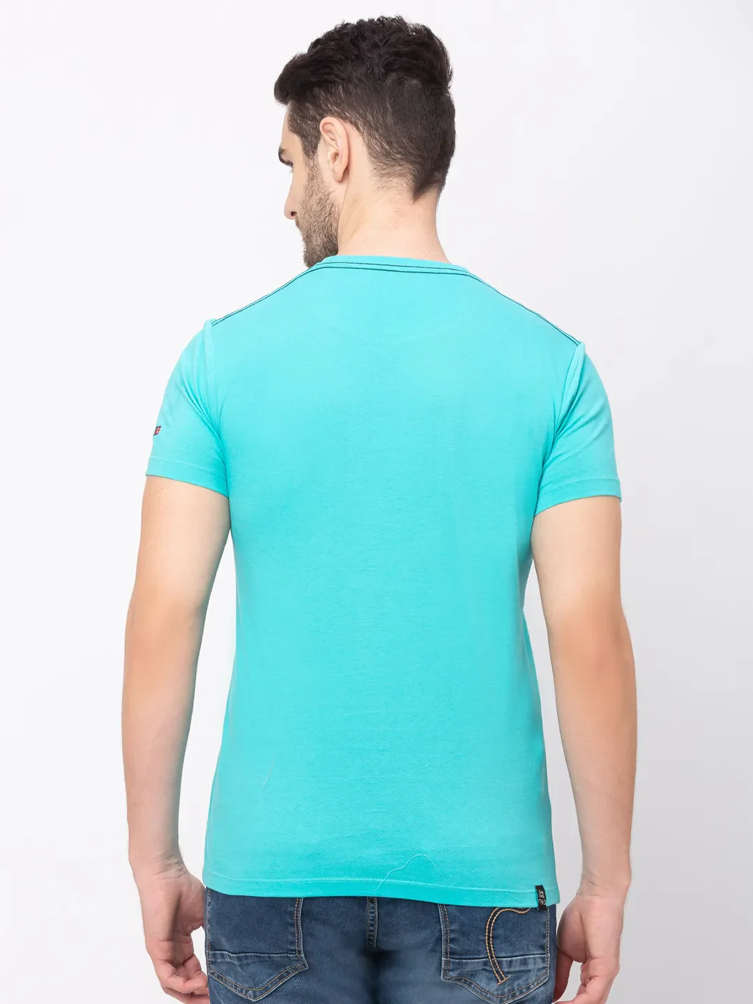 Green Regular Fit Round Neck Men's T-Shirt by Being Human Clothing - Image 2