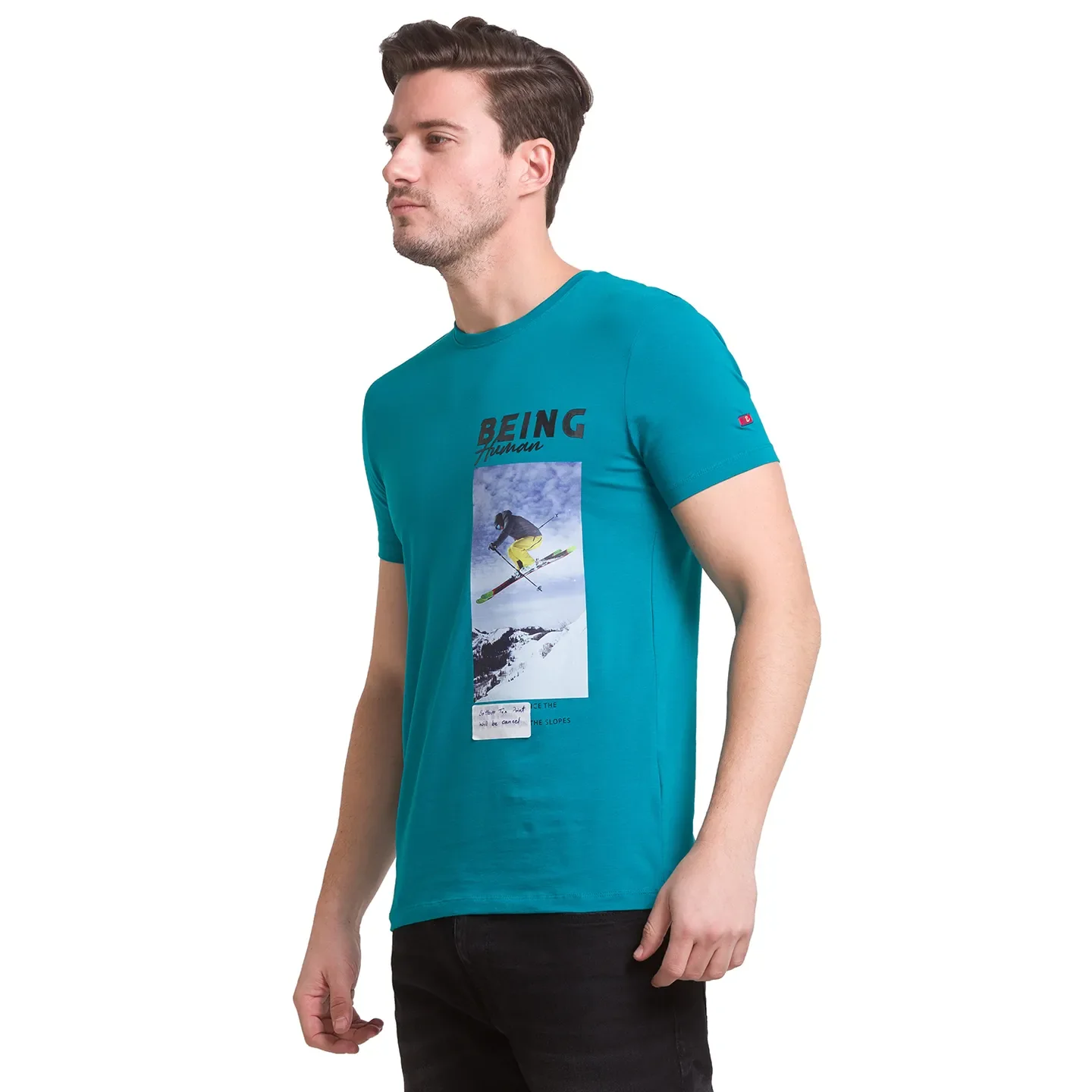 Green Regular Fit Round Neck Men's T-Shirt by Being Human Clothing