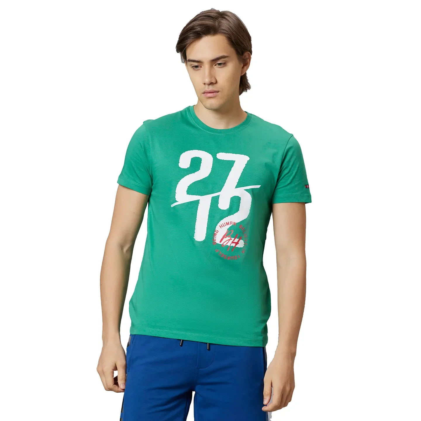 Green Regular Fit Men's Short Sleeves T-Shirt by Being Human Clothing