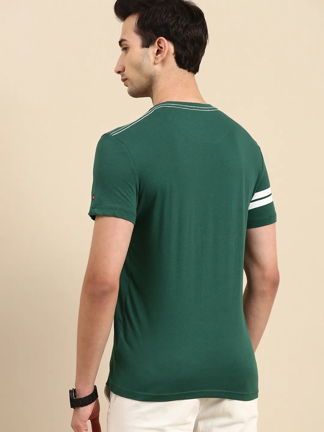 Green Regular Fit Men's Short Sleeves T-Shirt by Being Human Clothing - Image 3