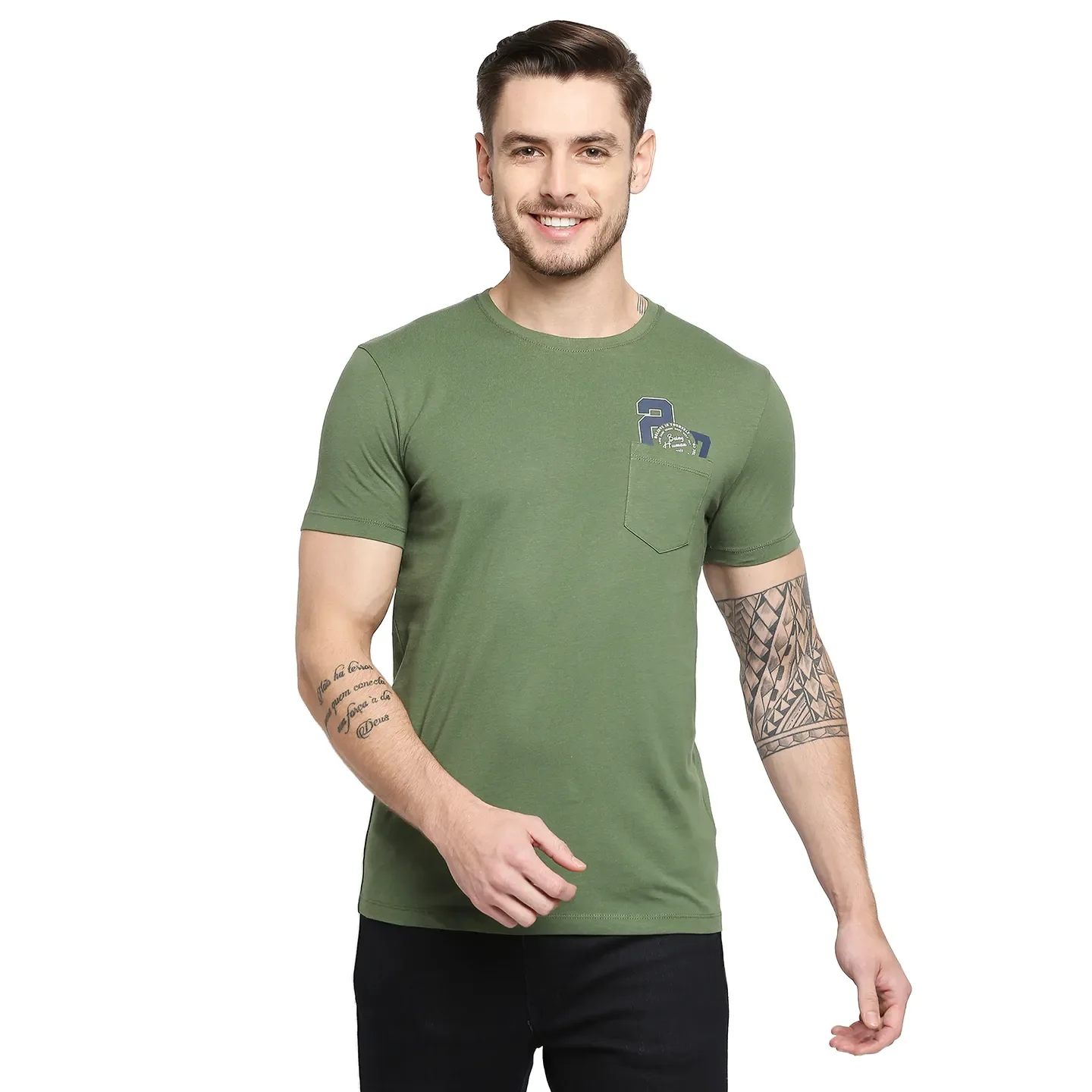 Green Regular Fit Men's Short Sleeves T-Shirt by Being Human Clothing