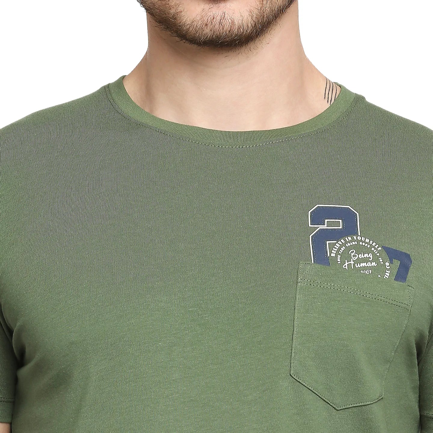 Green Regular Fit Men's Short Sleeves T-Shirt by Being Human Clothing - Image 2
