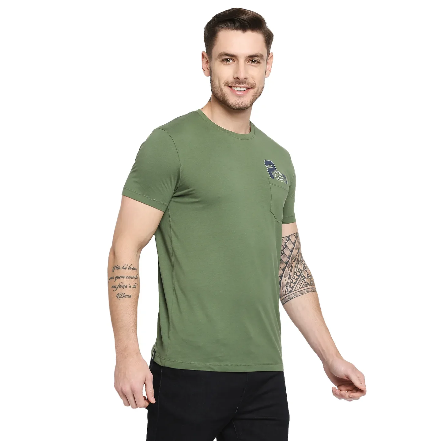 Green Regular Fit Men's Short Sleeves T-Shirt by Being Human Clothing - Image 5