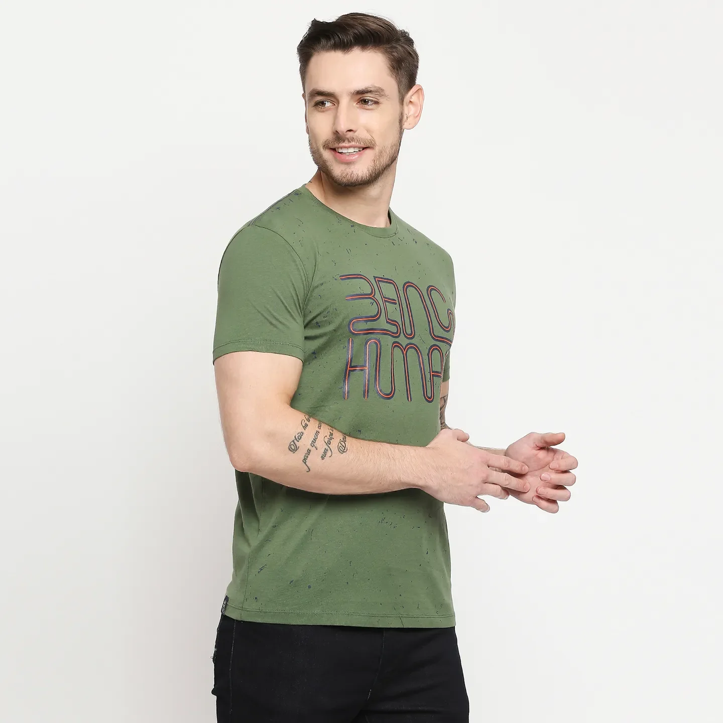 Green Regular Fit Men's Short Sleeves T-Shirt by Being Human Clothing - Image 4