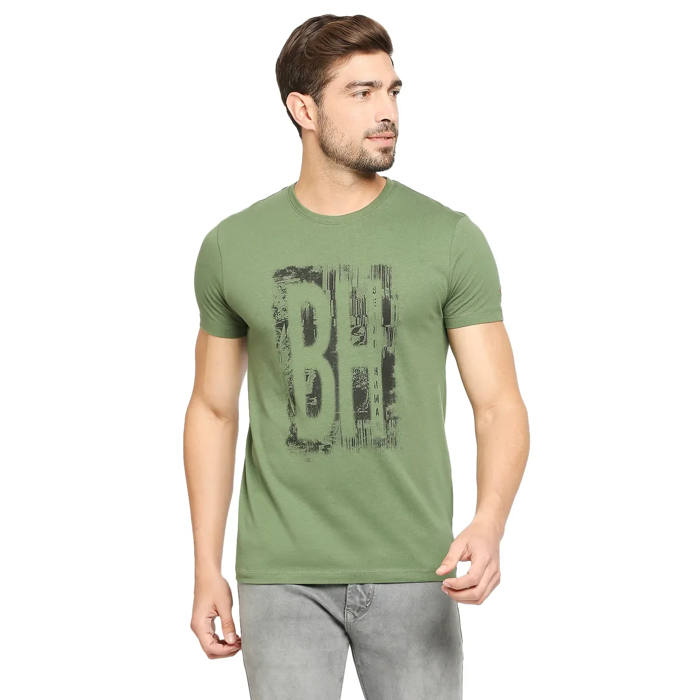 Green Regular Fit Men's Short Sleeves T-Shirt by Being Human Clothing - Image 13
