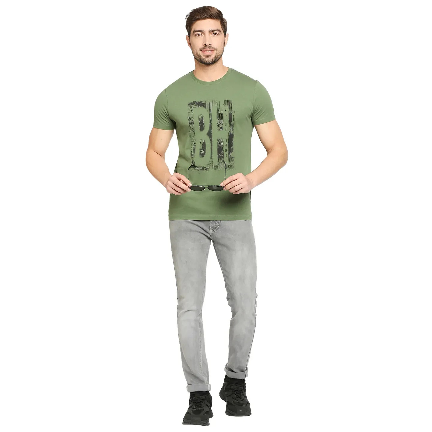 Green Regular Fit Men's Short Sleeves T-Shirt by Being Human Clothing - Image 18