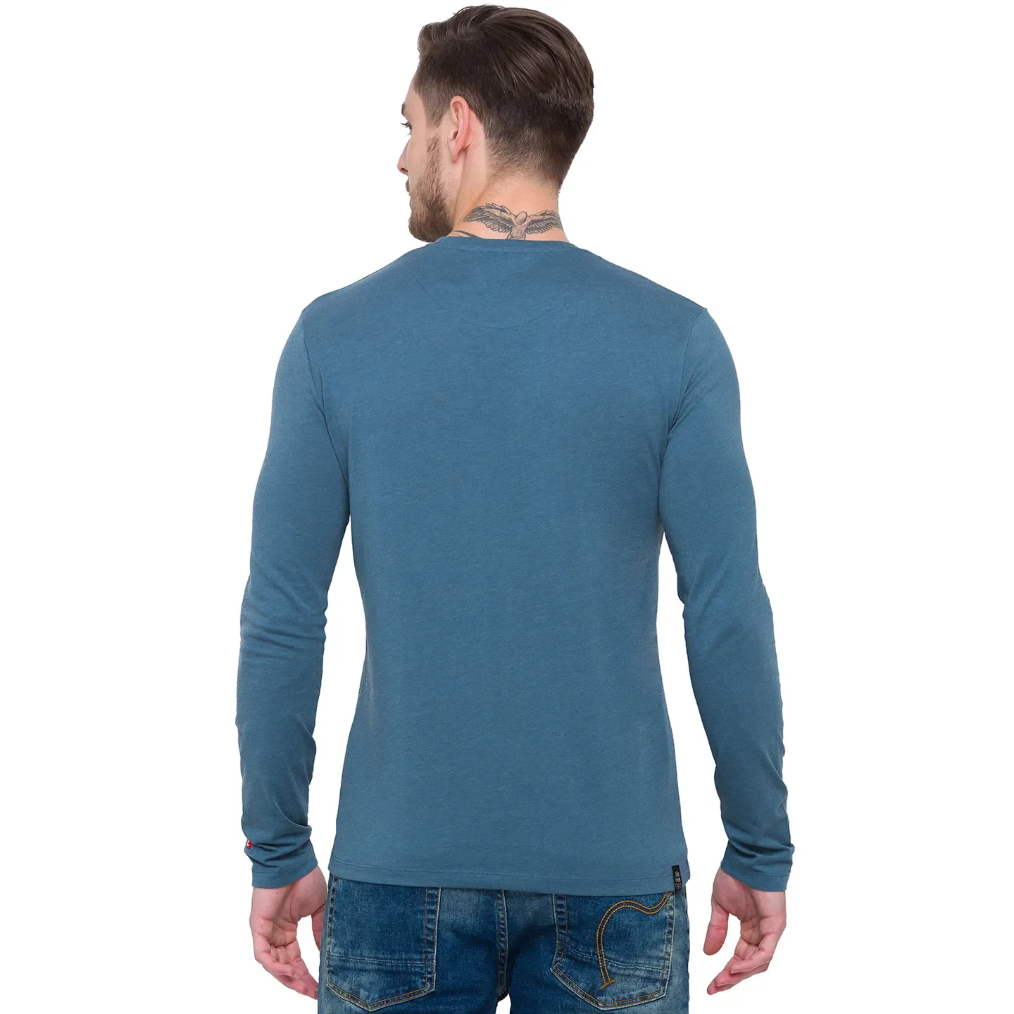 Green Regular Fit Men's Long Sleeves T-Shirt by Being Human Clothing - Image 3