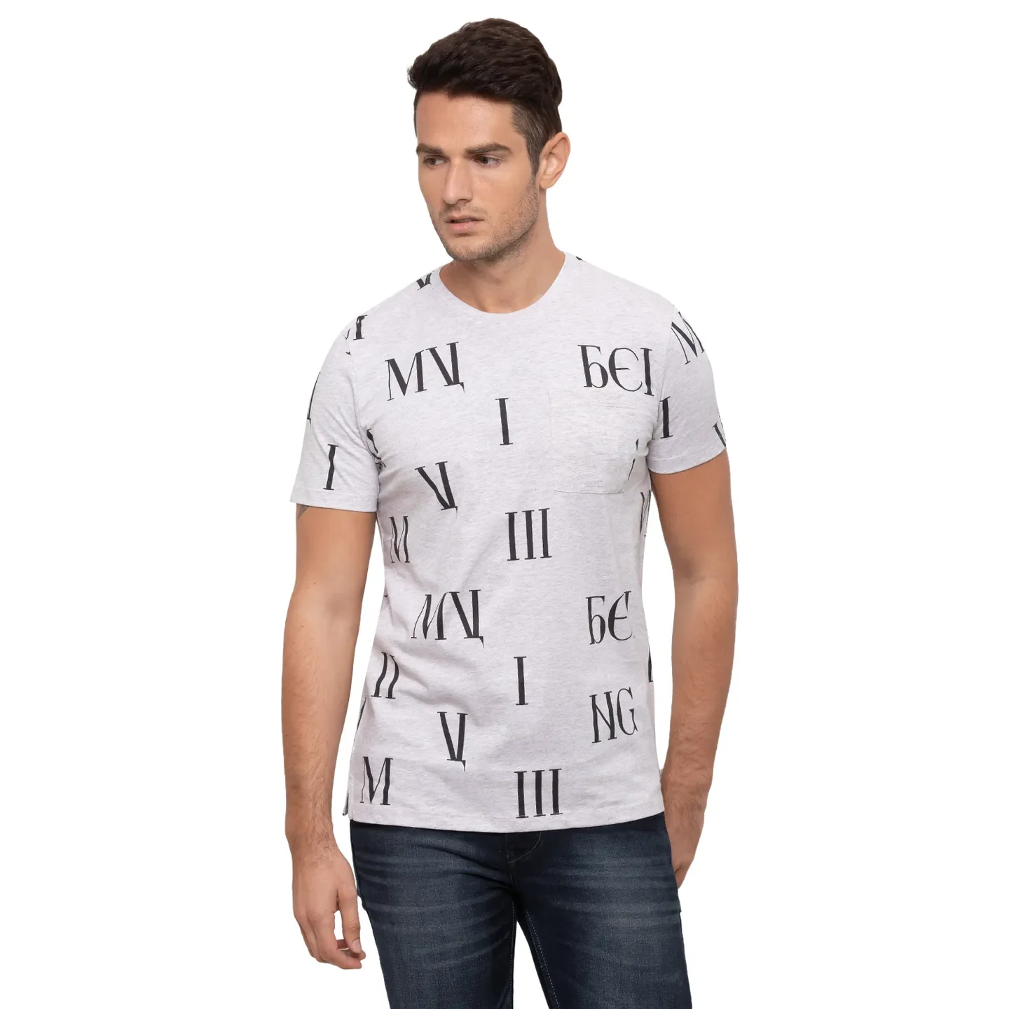 Grey Regular Fit Men's Short Sleeves T-Shirt by Being Human Clothing