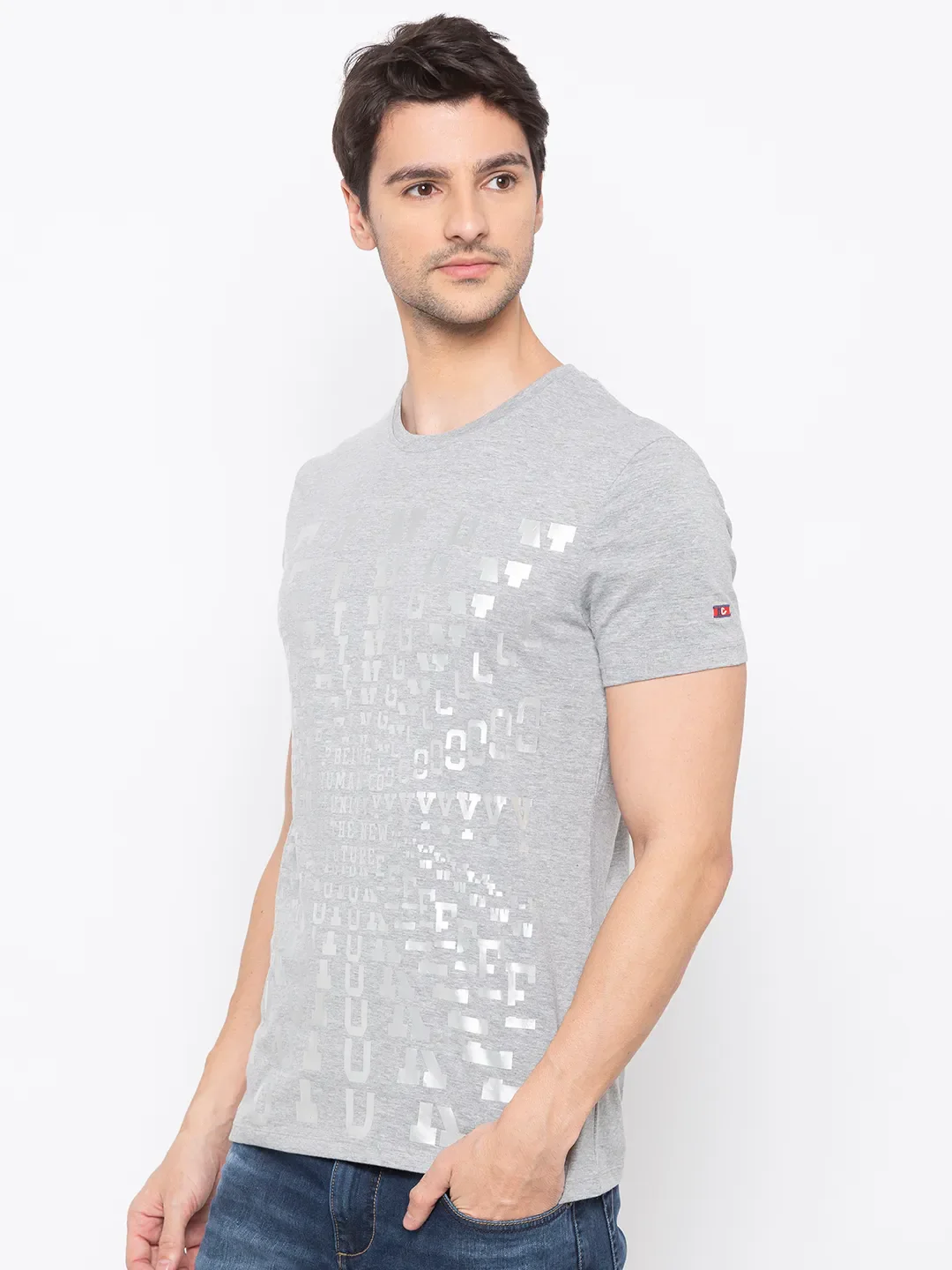 Grey Regular Fit Men's Short Sleeves T-Shirt by Being Human Clothing - Image 2