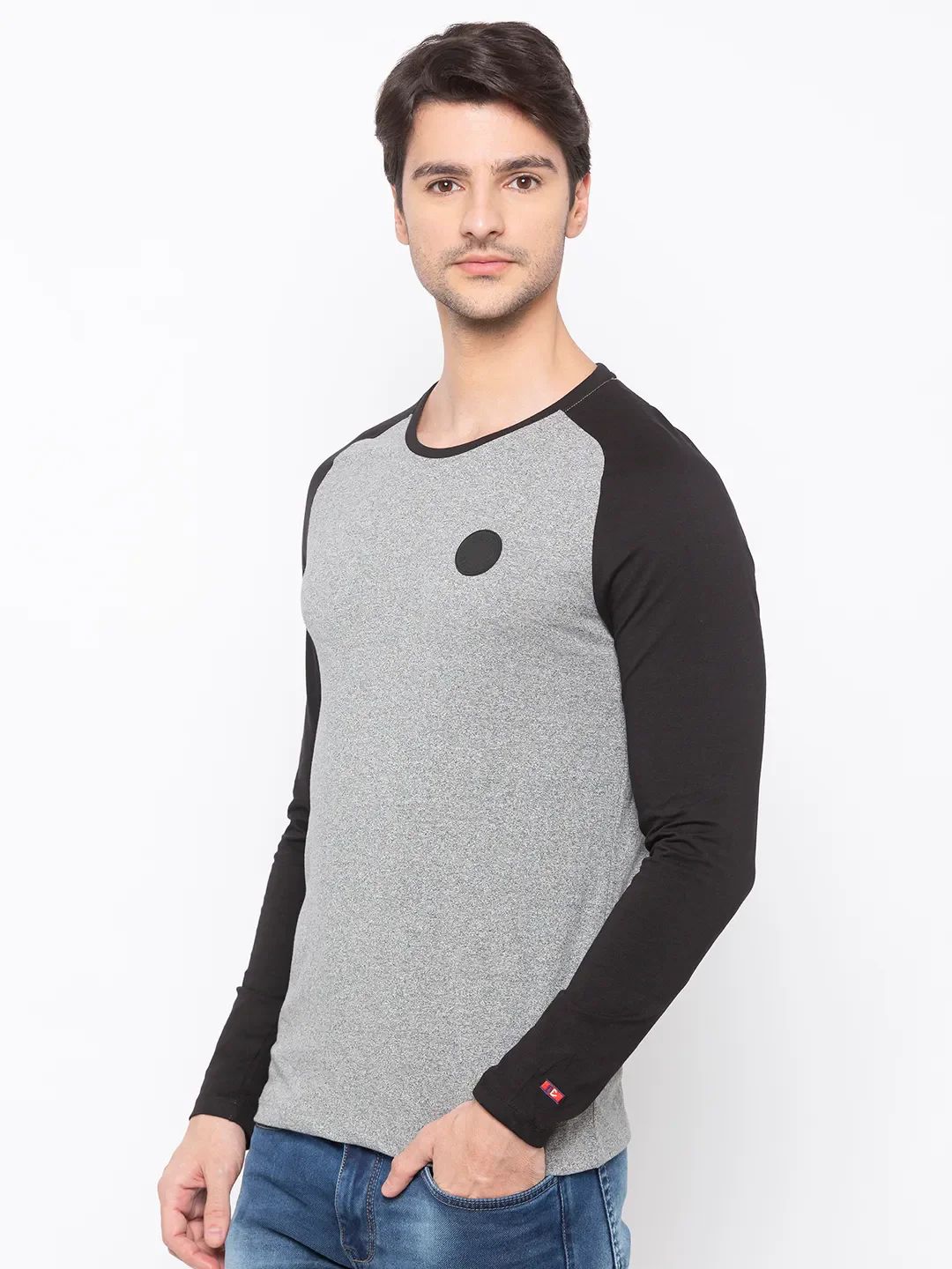 Grey Regular Fit Men's Long Sleeves T-Shirt by Being Human Clothing - Image 2