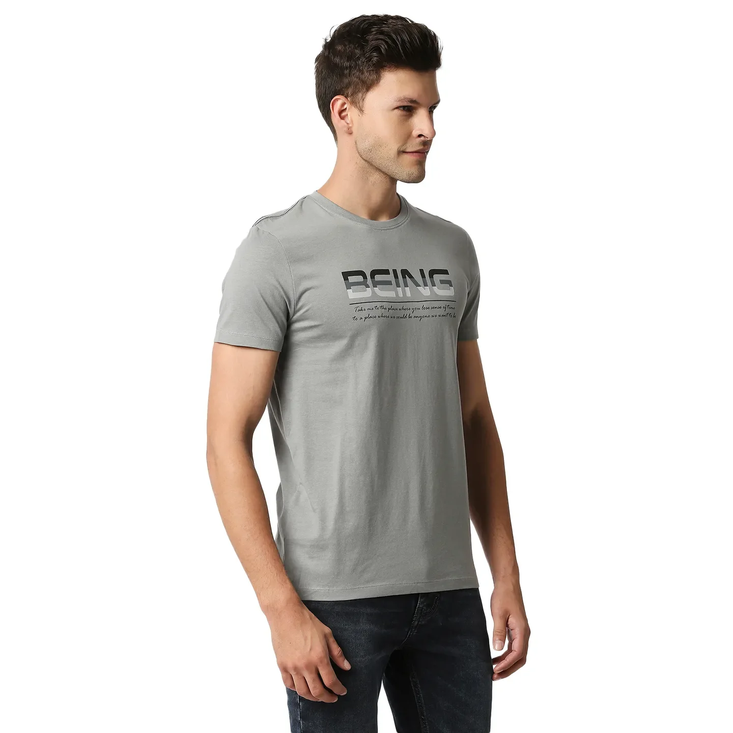 Grey Regular Fit Men's Short Sleeves T-Shirt by Being Human Clothing - Image 3