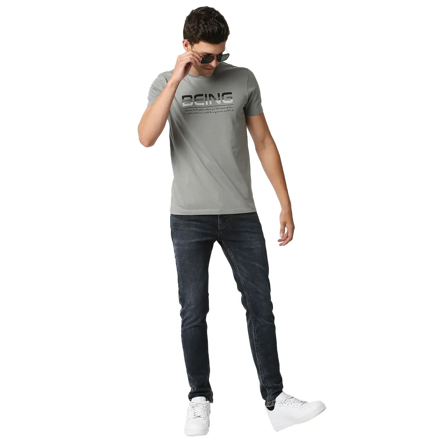 Grey Regular Fit Men's Short Sleeves T-Shirt by Being Human Clothing - Image 6