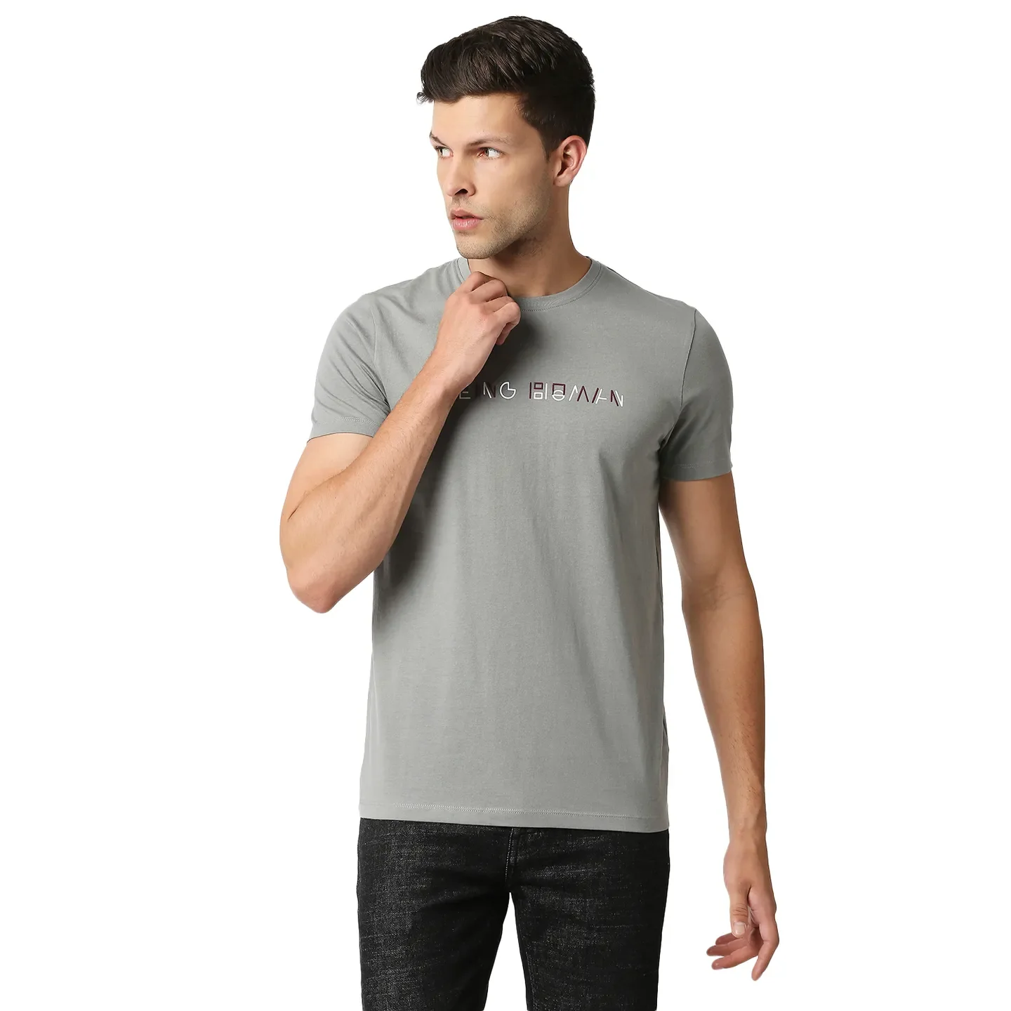 Grey Regular Fit Men's Short Sleeves T-Shirt by Being Human Clothing