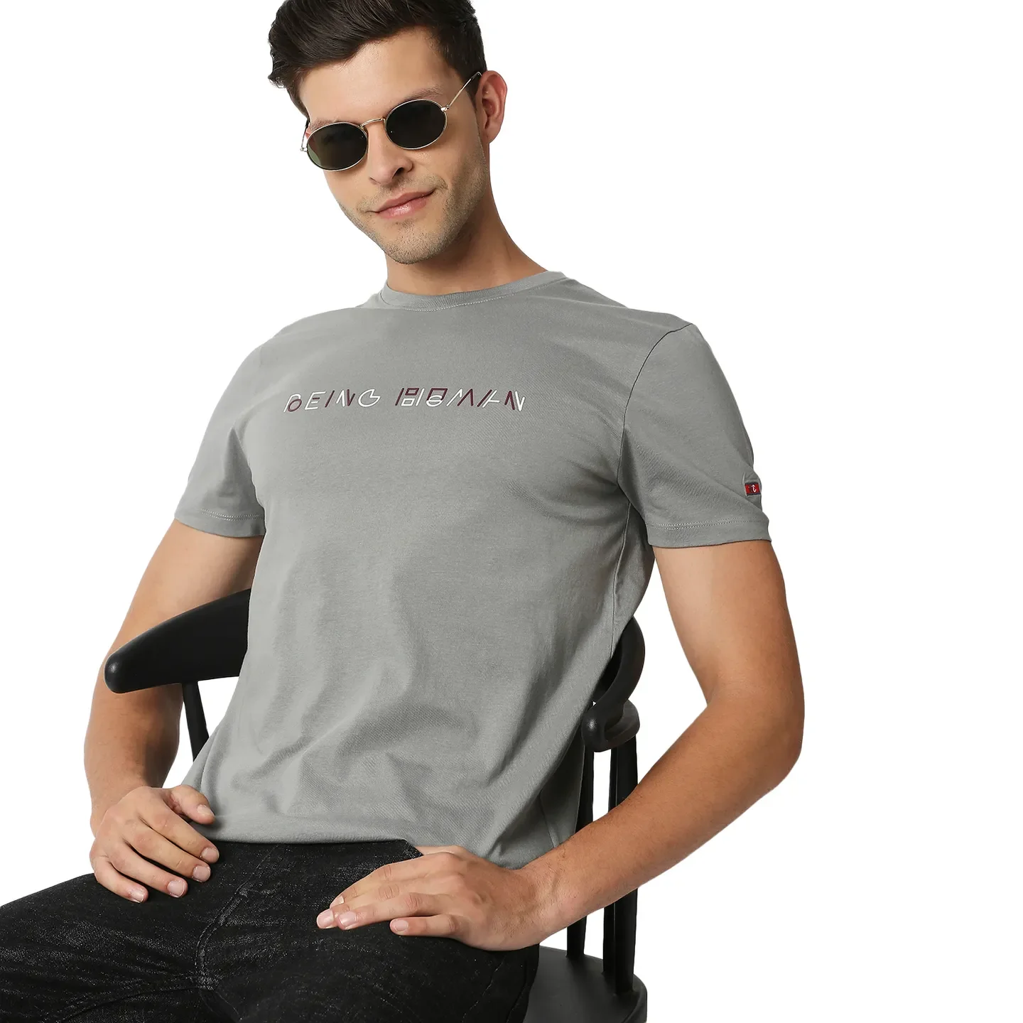 Grey Regular Fit Men's Short Sleeves T-Shirt by Being Human Clothing - Image 7