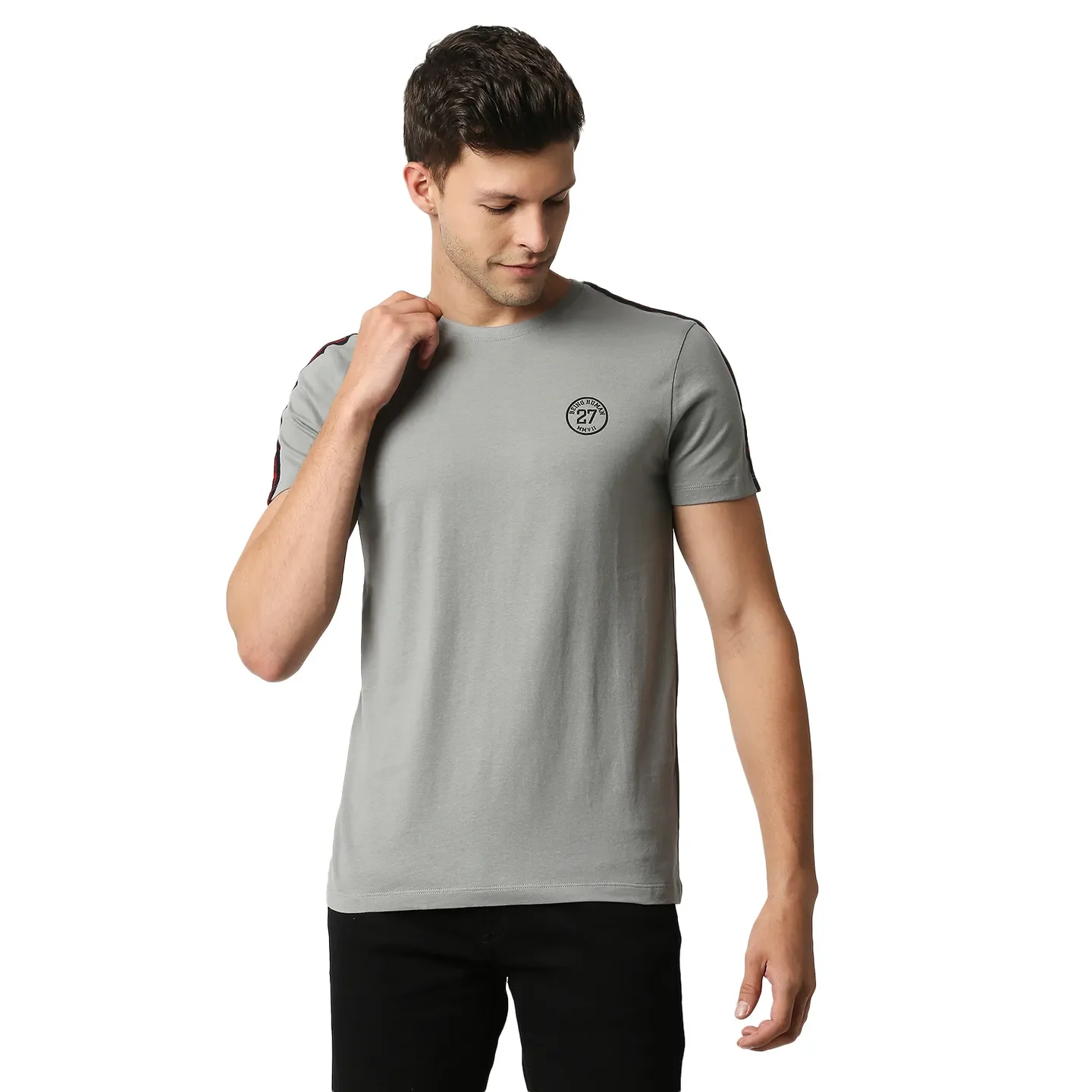 Grey Regular Fit Men's Short Sleeves T-Shirt by Being Human Clothing