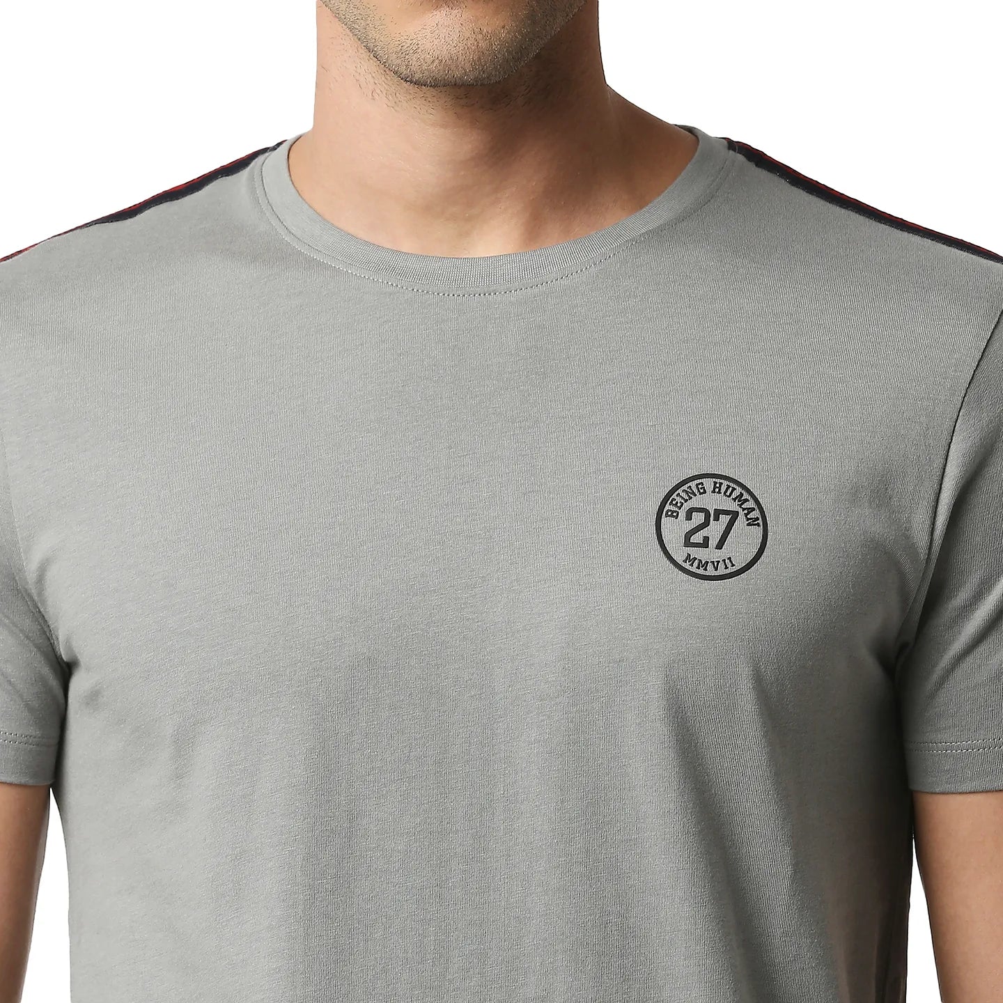 Grey Regular Fit Men's Short Sleeves T-Shirt by Being Human Clothing - Image 4