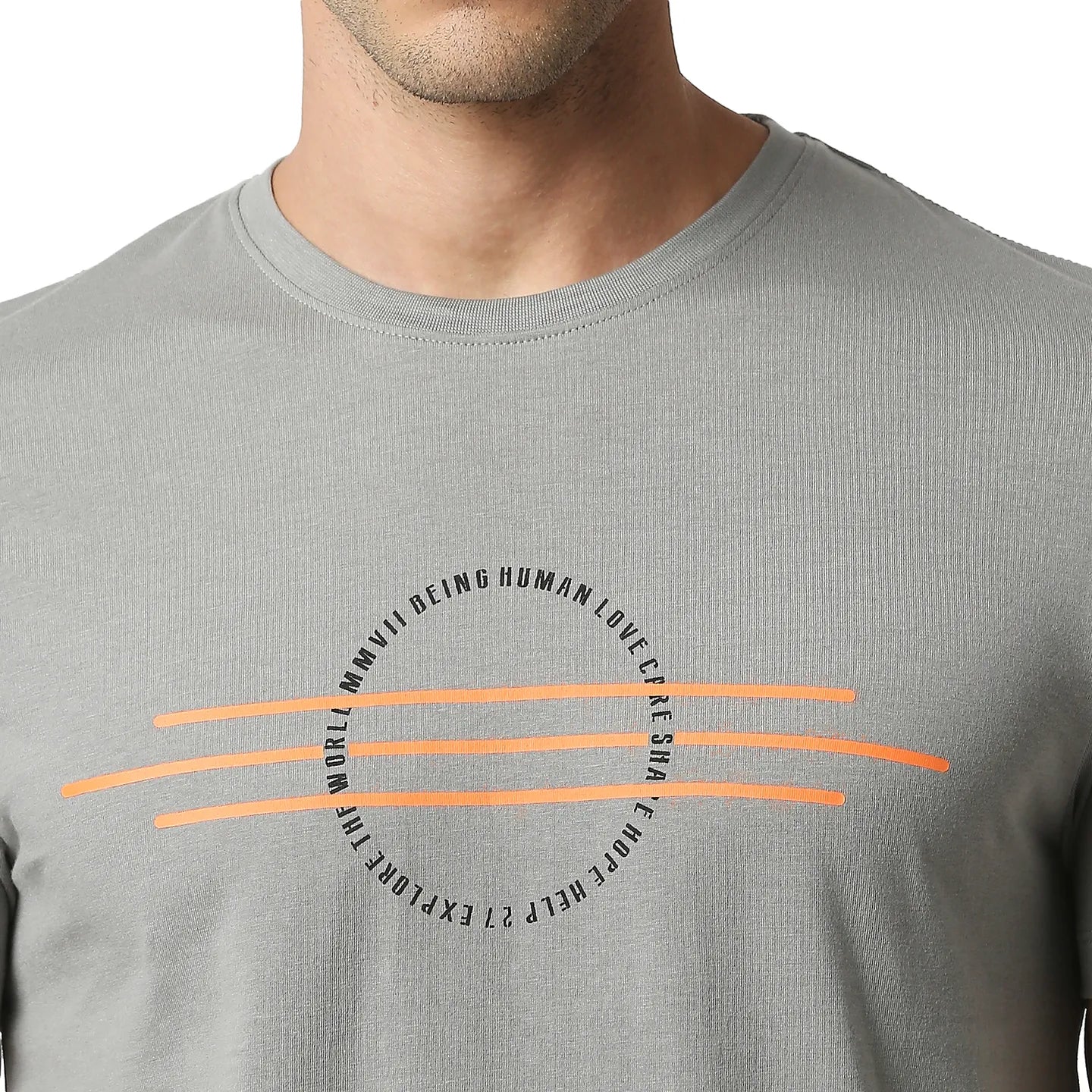 Grey Regular Fit Men's Short Sleeves T-Shirt by Being Human Clothing - Image 5