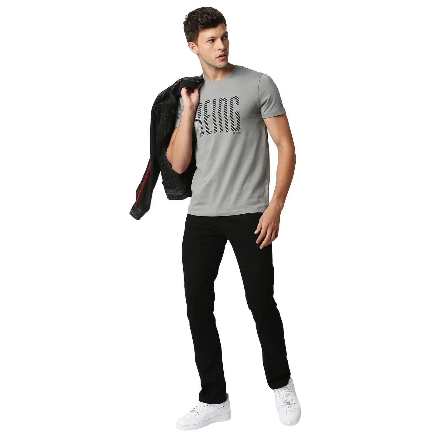 Grey Regular Fit Men's Short Sleeves T-Shirt by Being Human Clothing - Image 6