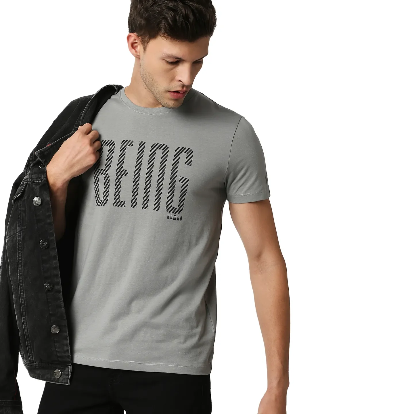 Grey Regular Fit Men's Short Sleeves T-Shirt by Being Human Clothing - Image 7