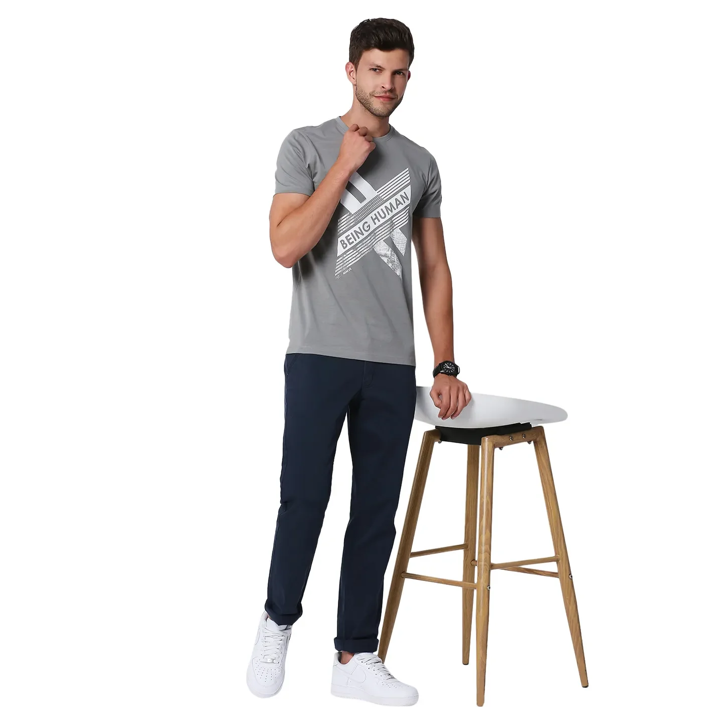 Grey Regular Fit Men's Short Sleeves T-Shirt by Being Human Clothing - Image 6