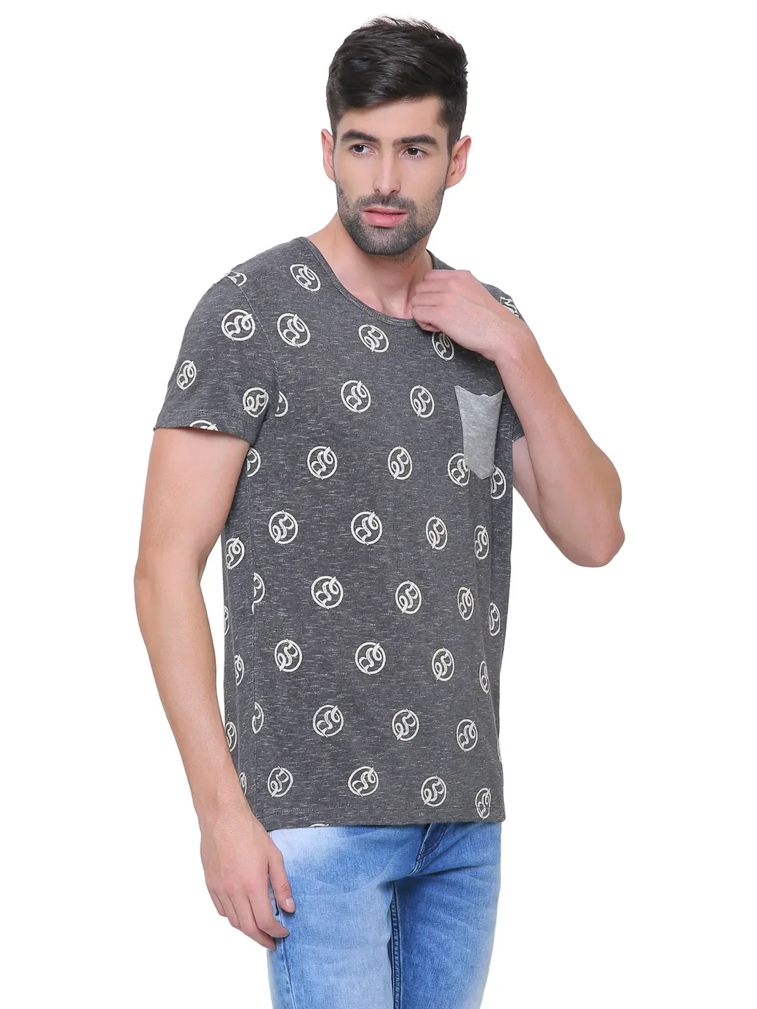 Grey Regular Fit Men's Short Sleeves T-Shirt by Being Human Clothing - Image 3