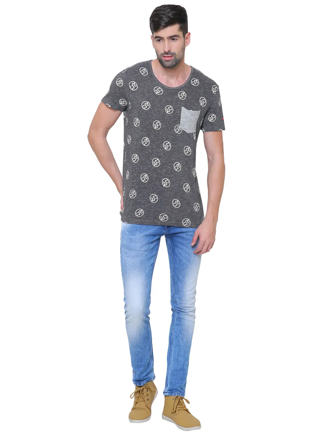 Grey Regular Fit Men's Short Sleeves T-Shirt by Being Human Clothing - Image 5