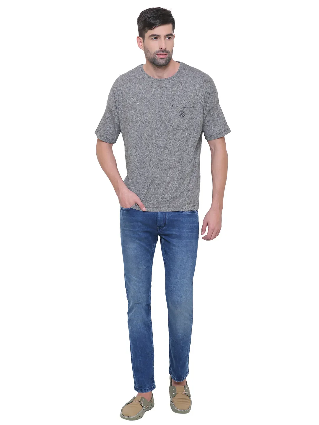 Grey Regular Fit Round Neck Men's T-Shirt by Being Human Clothing - Image 6