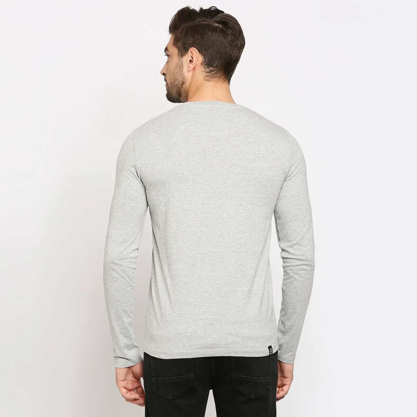 Grey Regular Fit Men's Long Sleeves T-Shirt by Being Human Clothing - Image 4