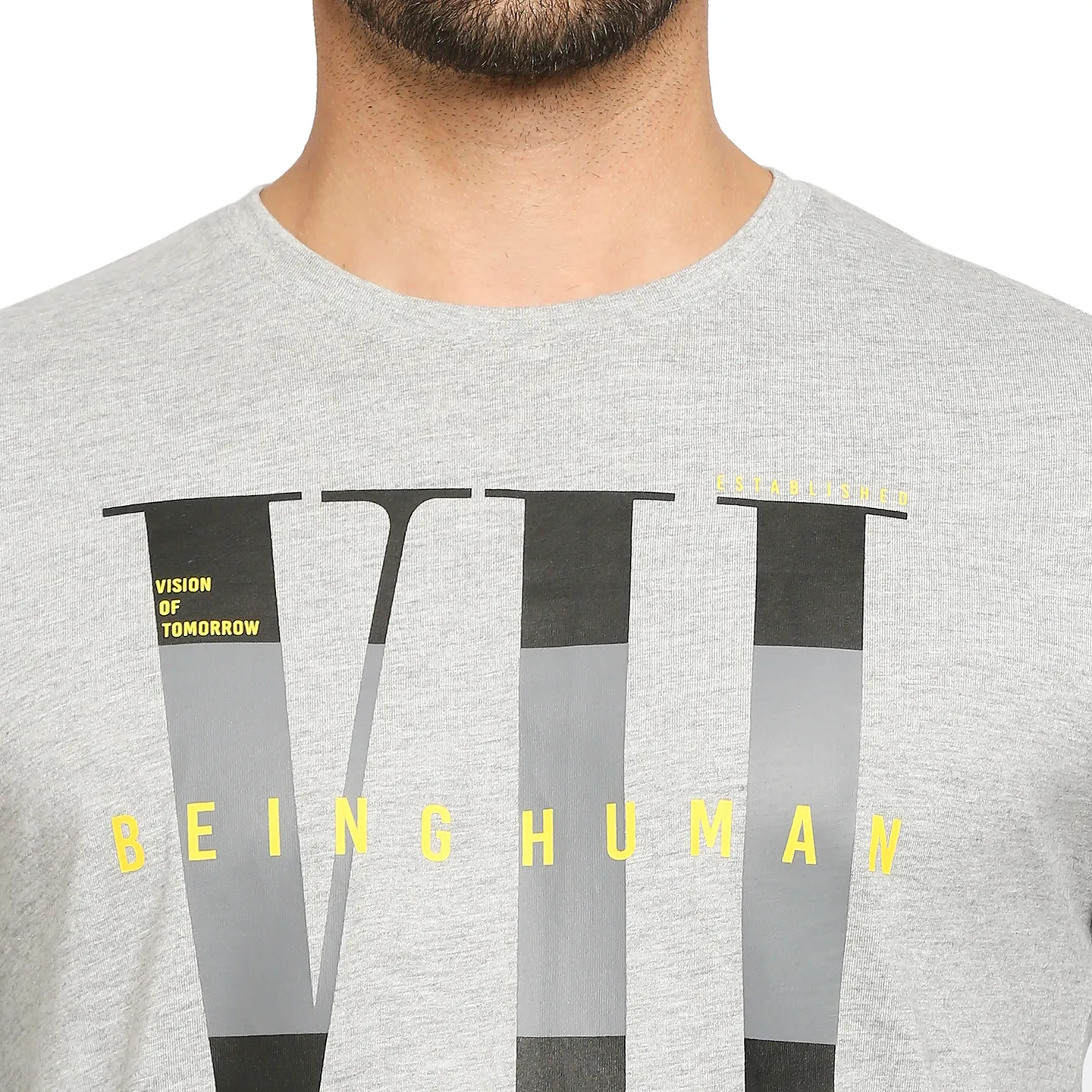 Grey Regular Fit Men's Long Sleeves T-Shirt by Being Human Clothing - Image 2