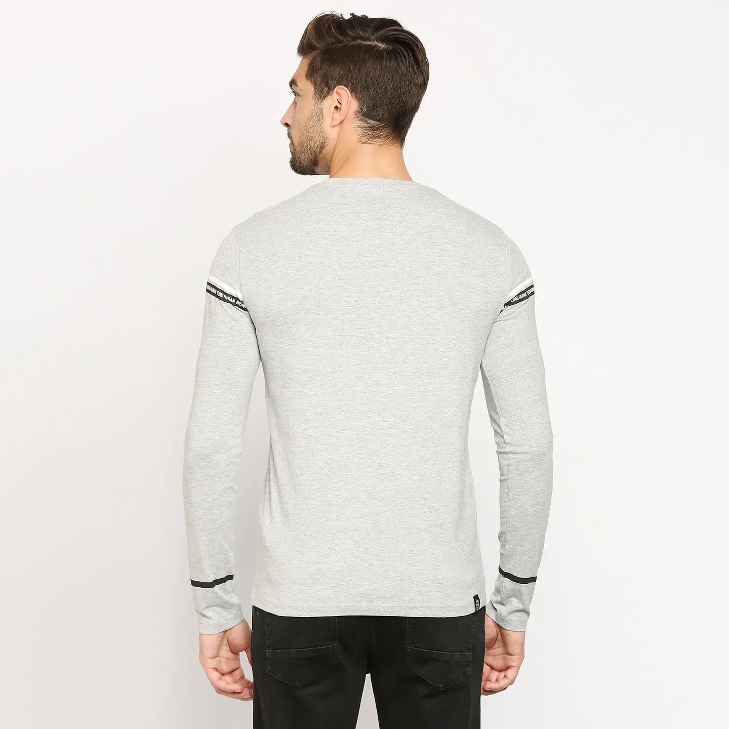 Grey Regular Fit Men's Long Sleeves T-Shirt by Being Human Clothing - Image 4