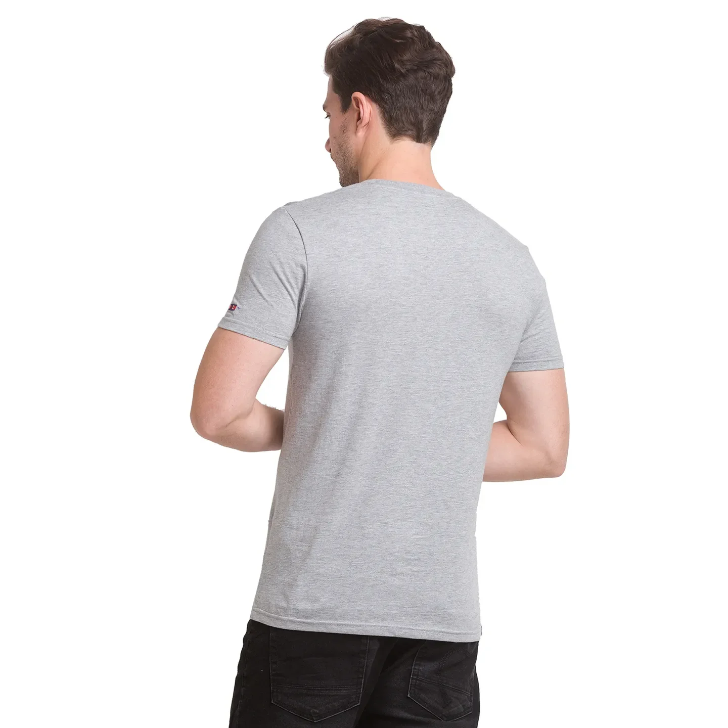 Grey Melange Regular Fit Round Neck Men's T-Shirt by Being Human Clothing - Image 9