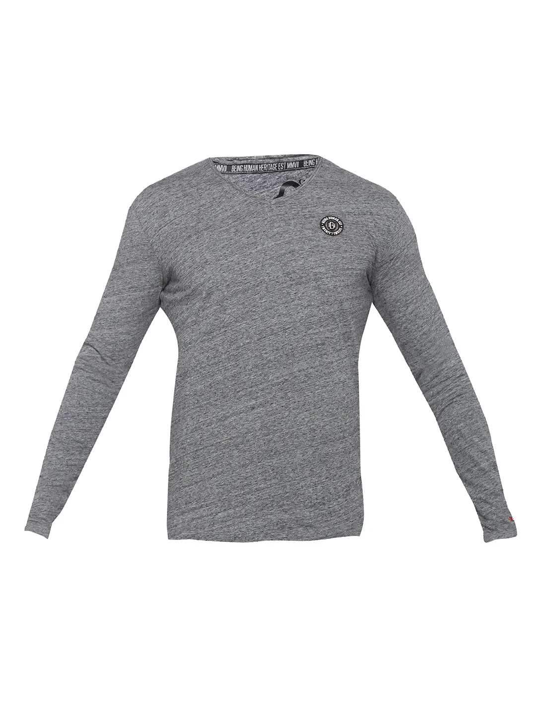 Grey Regular Fit Men's Long Sleeves T-Shirt by Being Human Clothing - Image 5
