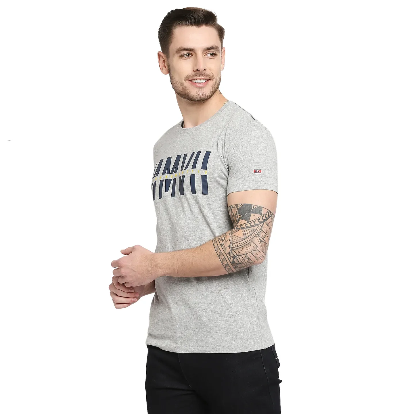 Grey Regular Fit Men's Short Sleeves T-Shirt by Being Human Clothing - Image 3