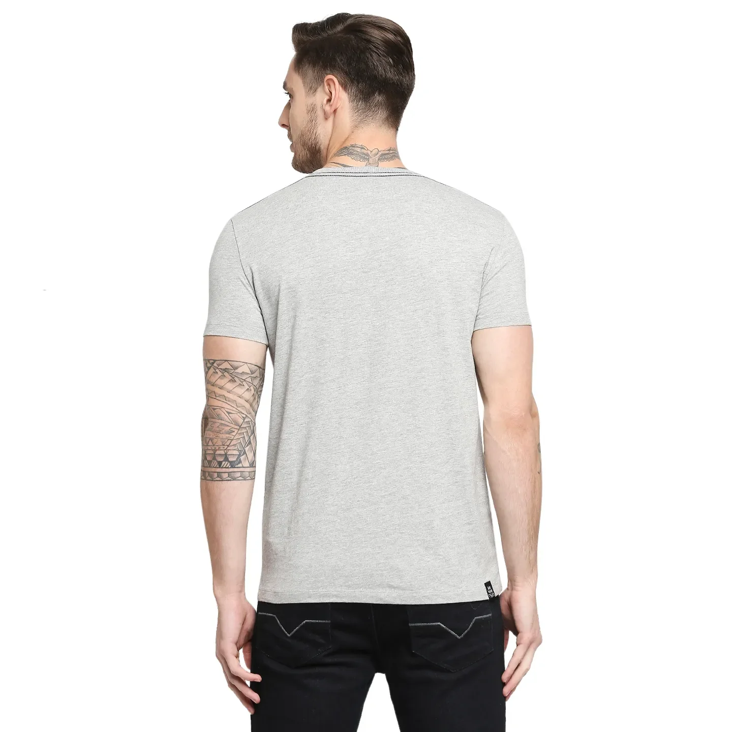 Grey Regular Fit Men's Short Sleeves T-Shirt by Being Human Clothing - Image 4