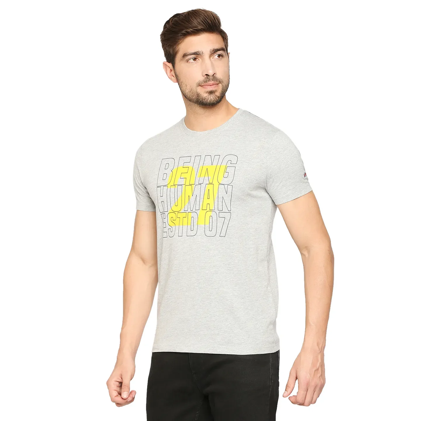 Grey Regular Fit Men's Short Sleeves T-Shirt by Being Human Clothing - Image 3
