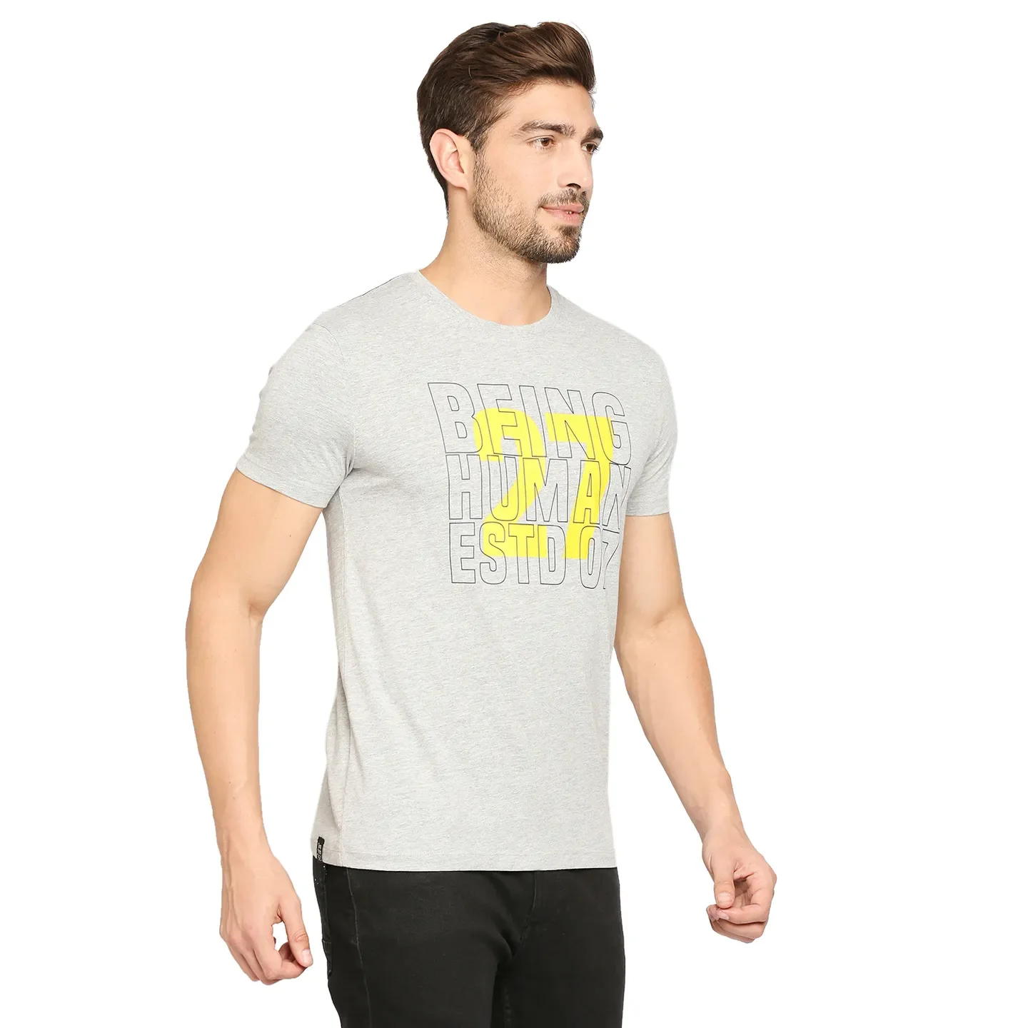 Grey Regular Fit Men's Short Sleeves T-Shirt by Being Human Clothing - Image 5