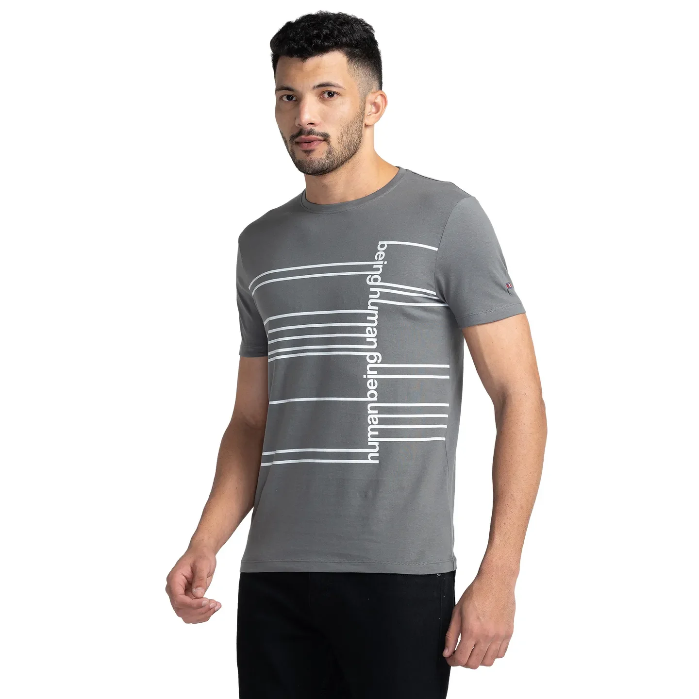 Grey Regular Fit Men's Short Sleeves T-Shirt by Being Human Clothing - Image 4