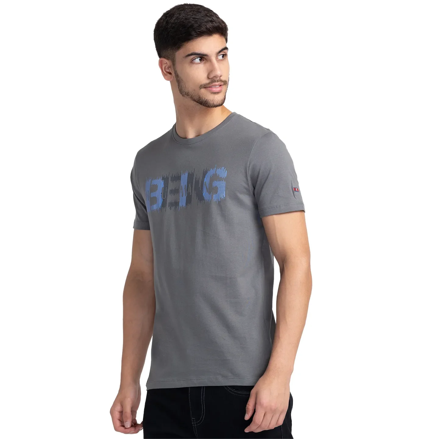 Grey Regular Fit Men's Short Sleeves T-Shirt by Being Human Clothing - Image 4