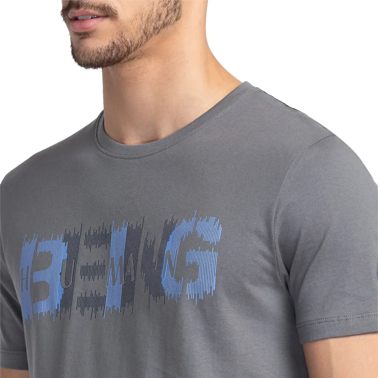 Grey Regular Fit Men's Short Sleeves T-Shirt by Being Human Clothing - Image 5