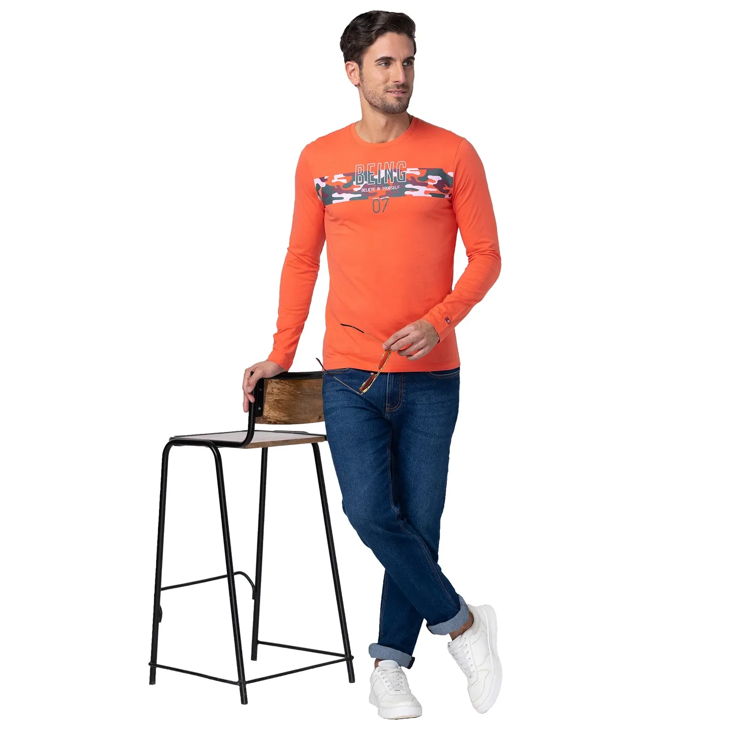 Pink Regular Fit Men's Long Sleeves T-Shirt by Being Human Clothing - Image 6